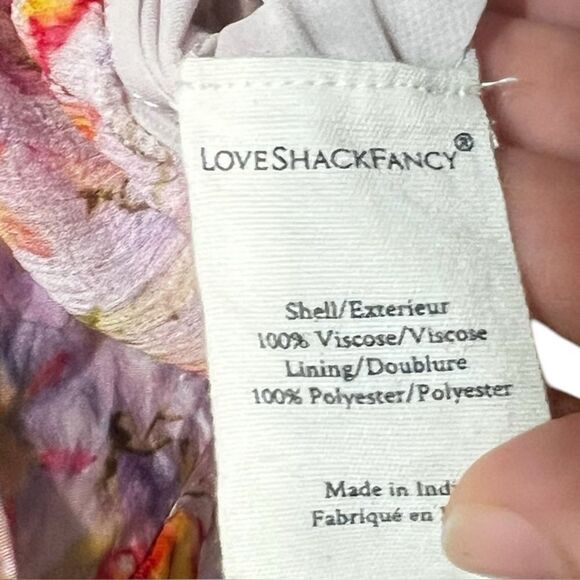 LOVESHACKFANCY Desra Ruffled Floral-Print Crepon Mini Dress Size 10 - Picture 6 of 6
